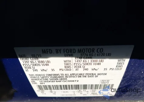 2015 Ford Explorer Limited z USA, uszkodzony, nr VIN 1FM5K8F84FGC00872